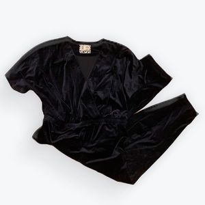 Anthropologie Plush Velvet Jumpsuit in Navy XL